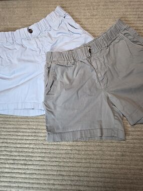 Lot Of 2 Bearbottom Shorts Men’s L 5.5 Gray Blue Pockets Chino Elastic